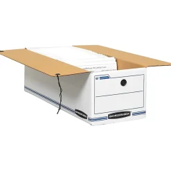 Bankers Box® Liberty® Corrugated Storage Boxes, 7 1/2" x 9" x 24 1/4", White/Blue, Case Of 12