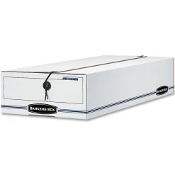 Bankers Box® Liberty® Corrugated Storage Boxes, 4 1/4" x 9 1/4" x 23 3/4", White/Blue, Case Of 12
