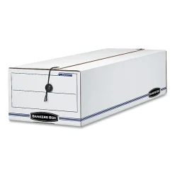 Bankers Box® Liberty® Corrugated Storage Boxes, 6 1/4" x 9 3/4" x 23 3/4", White/Blue, Case Of 12