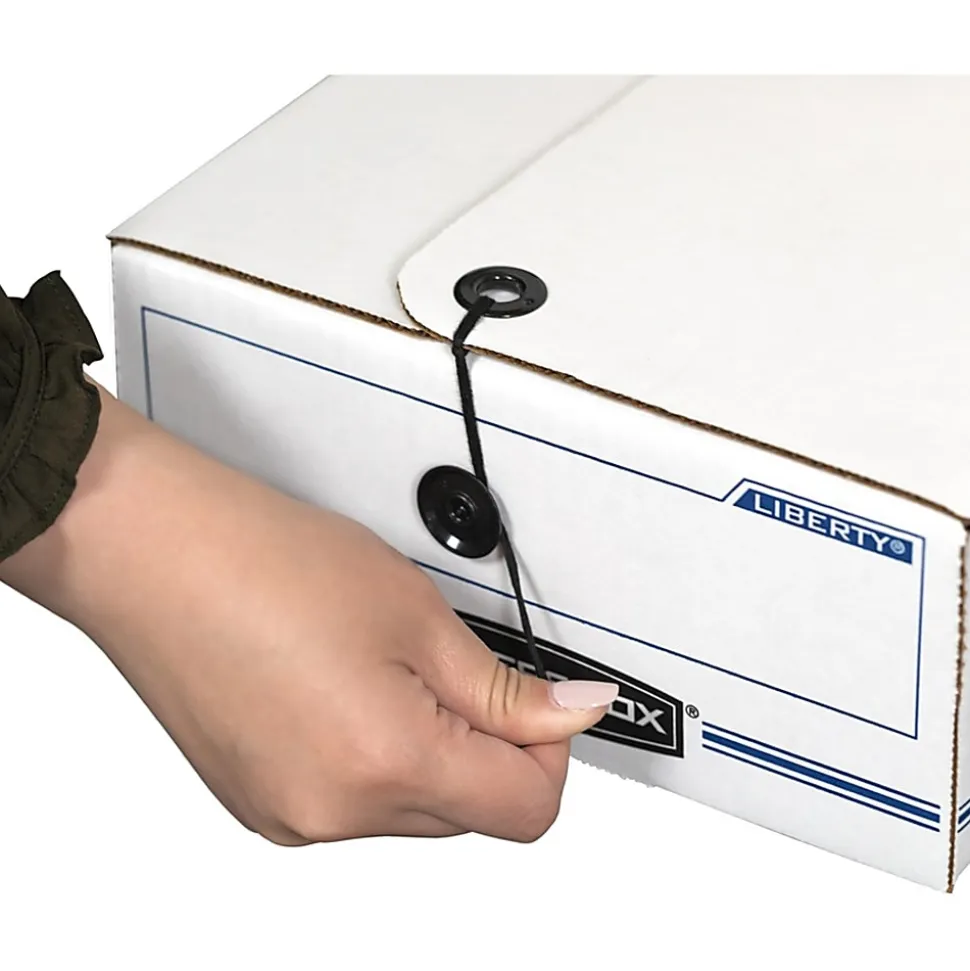 Bankers Box® Liberty® Corrugated Storage Boxes, 4 1/2" x 6 1/4" x 24", White/Blue, Case Of 12