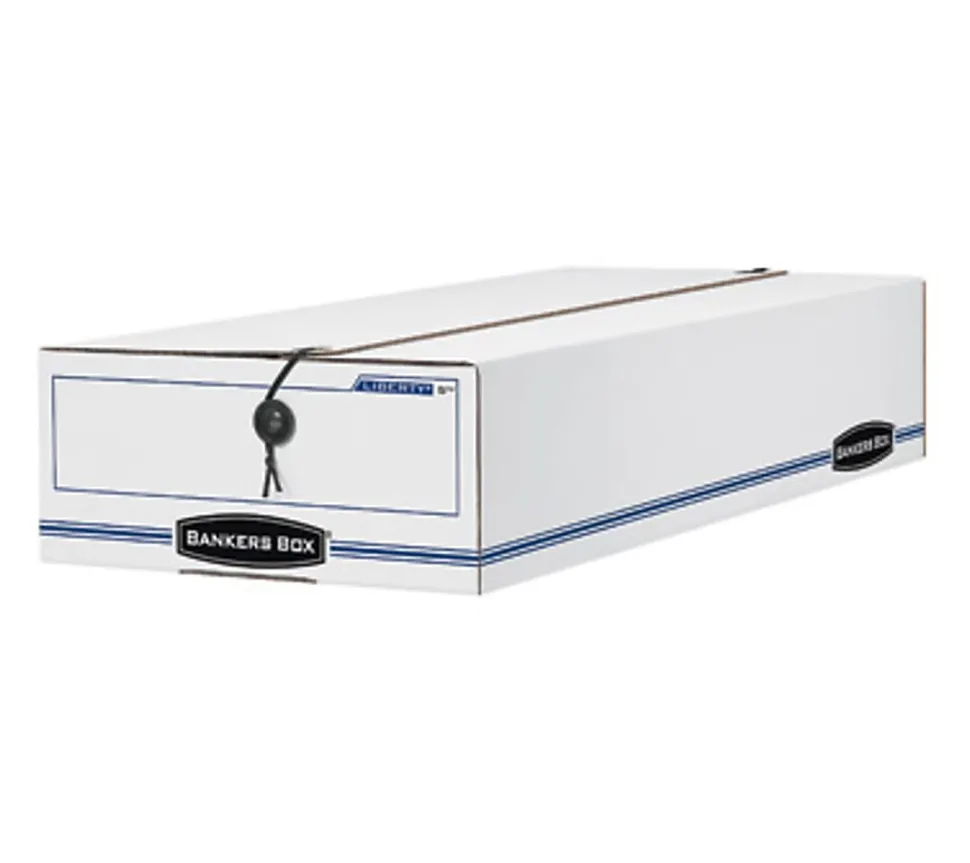 Bankers Box® Liberty® Specialty Size Standard-Duty Storage Boxes, 4 1/4" x 9 1/2" x 23 1/4", 60% Recycled, Blue/White, Case Of 12