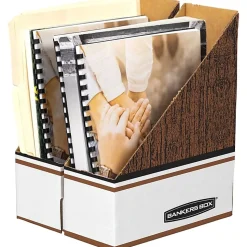 Bankers Box Magazine Files - Oversized Letter - Wood Grain, White - Cardboard - 12 / Carton