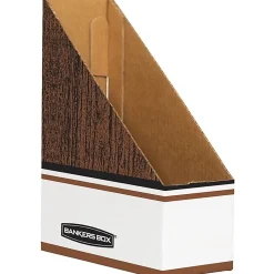 Bankers Box Magazine Files - Oversized Letter - Wood Grain, White - Cardboard - 12 / Carton