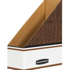 Bankers Box Magazine Files - Oversized Letter - Wood Grain, White - Cardboard - 12 / Carton