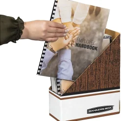 Bankers Box Magazine Files - Oversized Letter - Wood Grain, White - Cardboard - 12 / Carton
