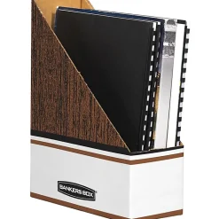 Bankers Box Magazine Files - Oversized Letter - Wood Grain, White - Cardboard - 12 / Carton