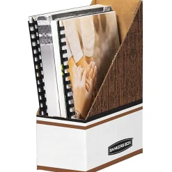 Bankers Box Magazine Files - Oversized Letter - Wood Grain, White - Cardboard - 12 / Carton