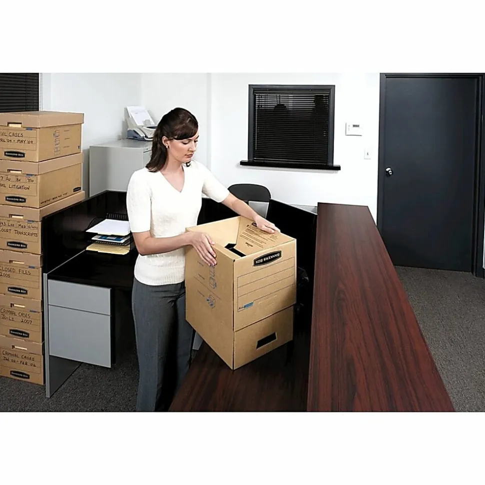 Bankers Box® Mystic™ Storage Boxes With Lift-Off Lids, Letter/Legal Size, 10" x 12" x 15", 85% Recycled, Kraft, Case Of 25