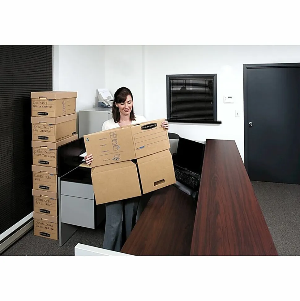 Bankers Box® Mystic™ Storage Boxes With Lift-Off Lids, Letter/Legal Size, 10" x 12" x 15", 85% Recycled, Kraft, Case Of 25