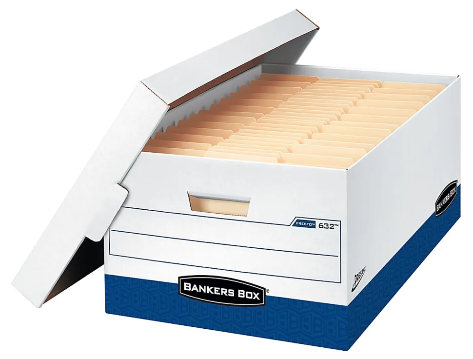 Bankers Box® Presto™ Heavy-Duty Storage Boxes With Lift-Off Lids, Letter/Legal Size, 24" x 15" x 10", 60% Recycled, Case Of 12