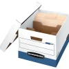 Bankers Box R Kive® DividerBox™ Heavy-Duty FastFold® File Storage Boxes, Letter/Legal Size,  10"H x 12“W x 15"D, White/Blue, Case Of 12 - 83601