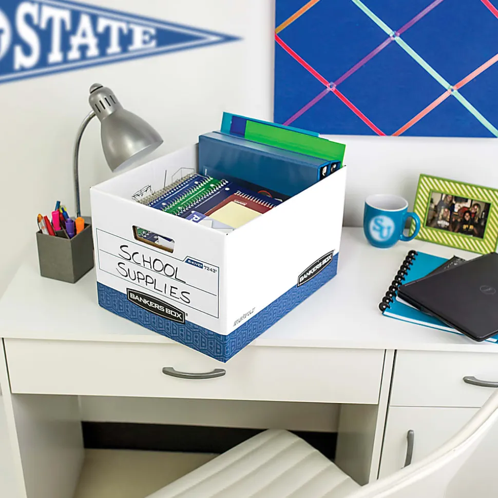 Bankers Box® R Kive® Heavy-Duty Storage Boxes, Letter/Legal Size, 10" x 12" x 15" Liters, White/Blue, 20Pk - 0724314