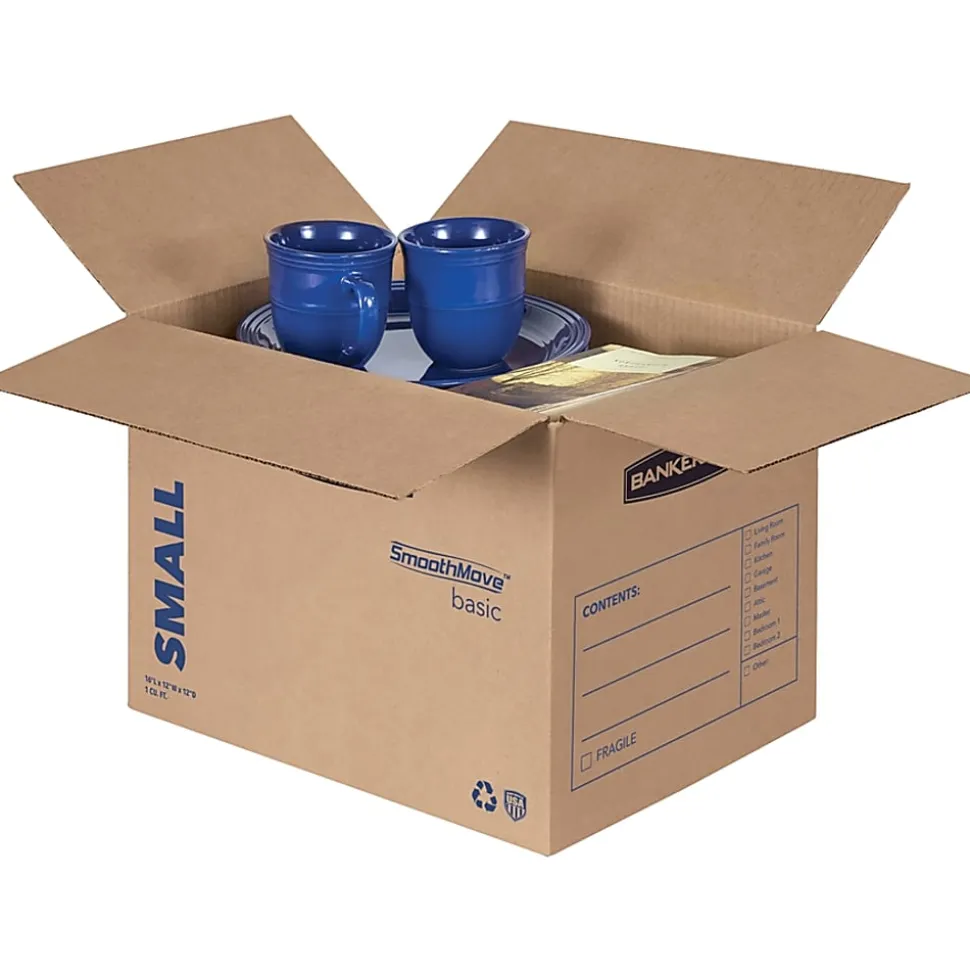 Bankers Box® SmoothMove™ Basic Moving & Storage Boxes, small 12" x 12" x 16", 50% Recycled, Kraft, Case Of 25