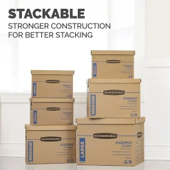 Bankers Box® SmoothMove™ Classic Moving & Storage Boxes, Small, 10" x 12" x 15", 50% Recycled, Kraft/Blue, Pack Of 15