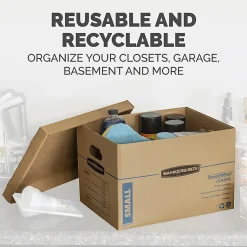 Bankers Box® SmoothMove™ Classic Moving & Storage Boxes With Lift-Off Lids, Small, 10" x 12" x 15", Kraft/Blue, Pack Of 10