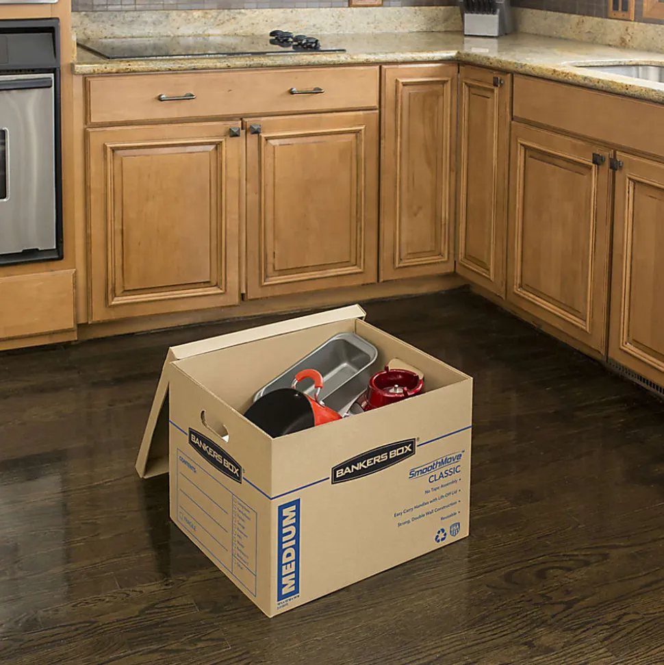 Bankers Box® SmoothMove™ Classic Moving & Boxes With Lift-Off Lids, 14" x 15" x 18", Kraft, Case Of 8
