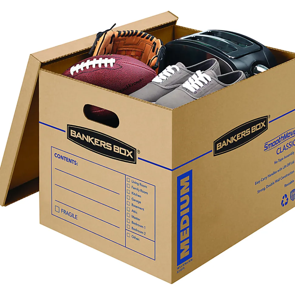 Bankers Box® SmoothMove™ Classic Moving & Boxes With Lift-Off Lids, 14" x 15" x 18", Kraft, Case Of 8