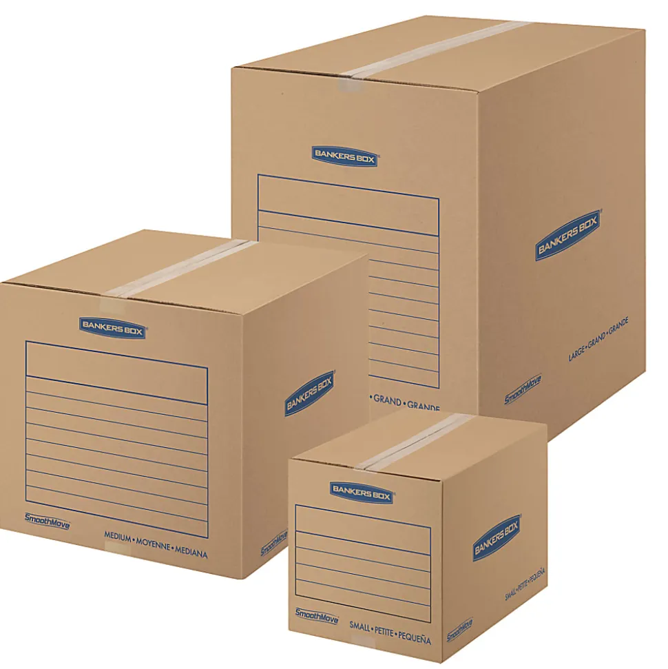 Bankers Box® SmoothMove™ Classic Moving & Storage Boxes, 16" x 18" x 18", Kraft/Blue, Carton Of 20