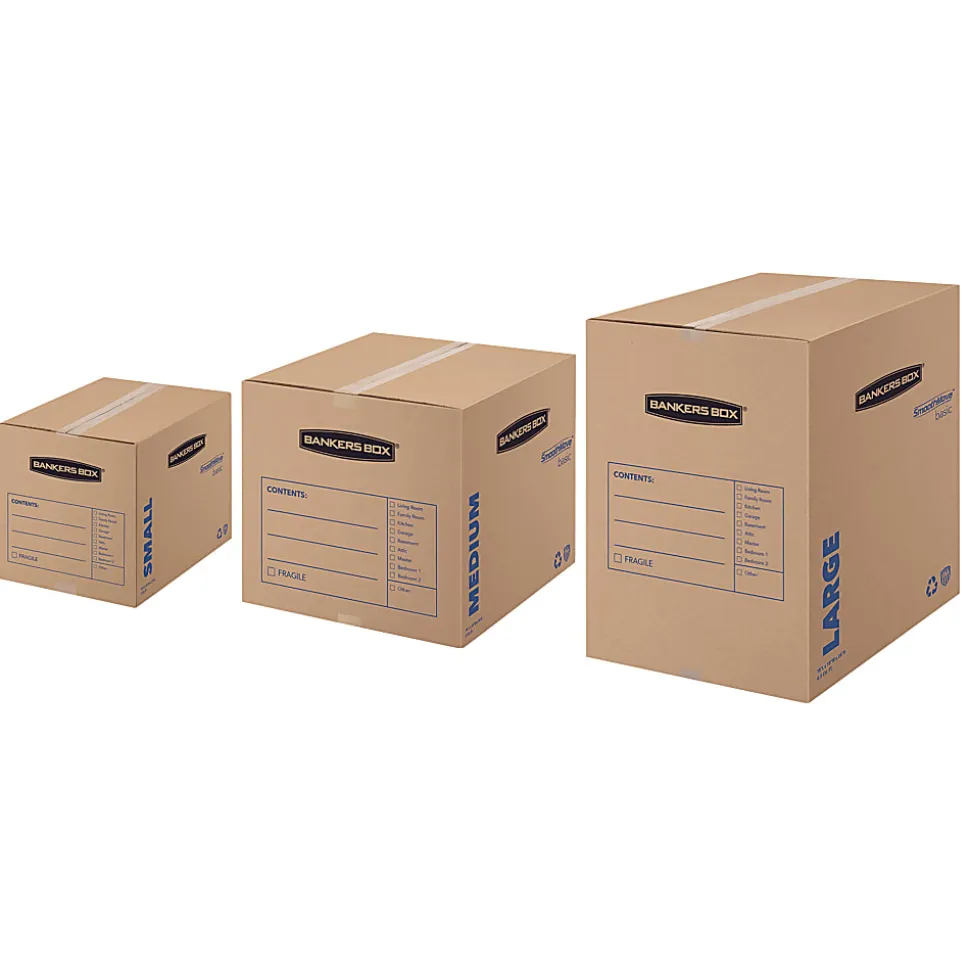 Bankers Box® SmoothMove™ Classic Moving & Storage Boxes, 16" x 18" x 18", Kraft/Blue, Carton Of 20