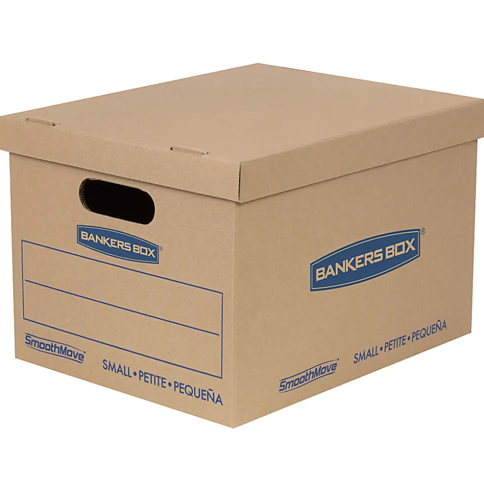 Bankers Box® SmoothMove™ Classic Moving & Boxes With Lift-Off Lids, 14" x 18" x 15", 85% Recycled, Kraft, Case of 8 Small/4 Medium