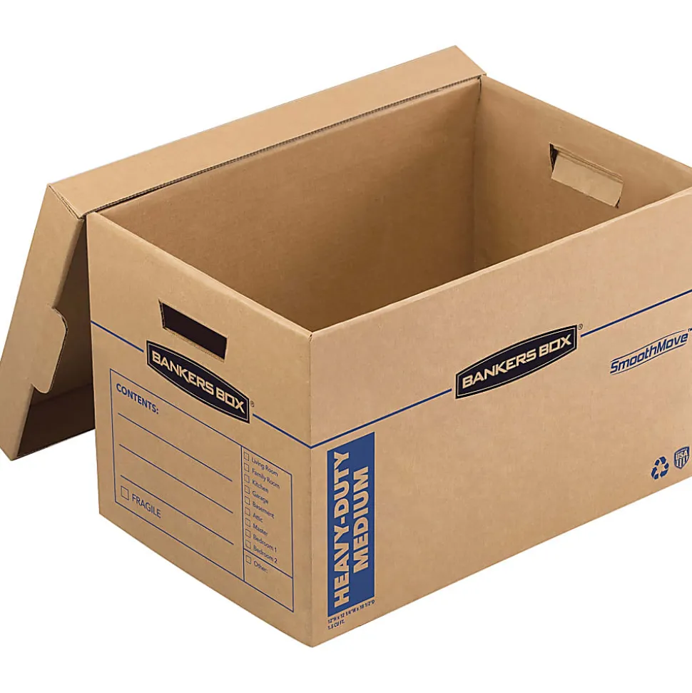 Bankers Box® SmoothMove™ Moving & Boxes, 12" x 12 1/4" x 18 1/2", 8 Pack