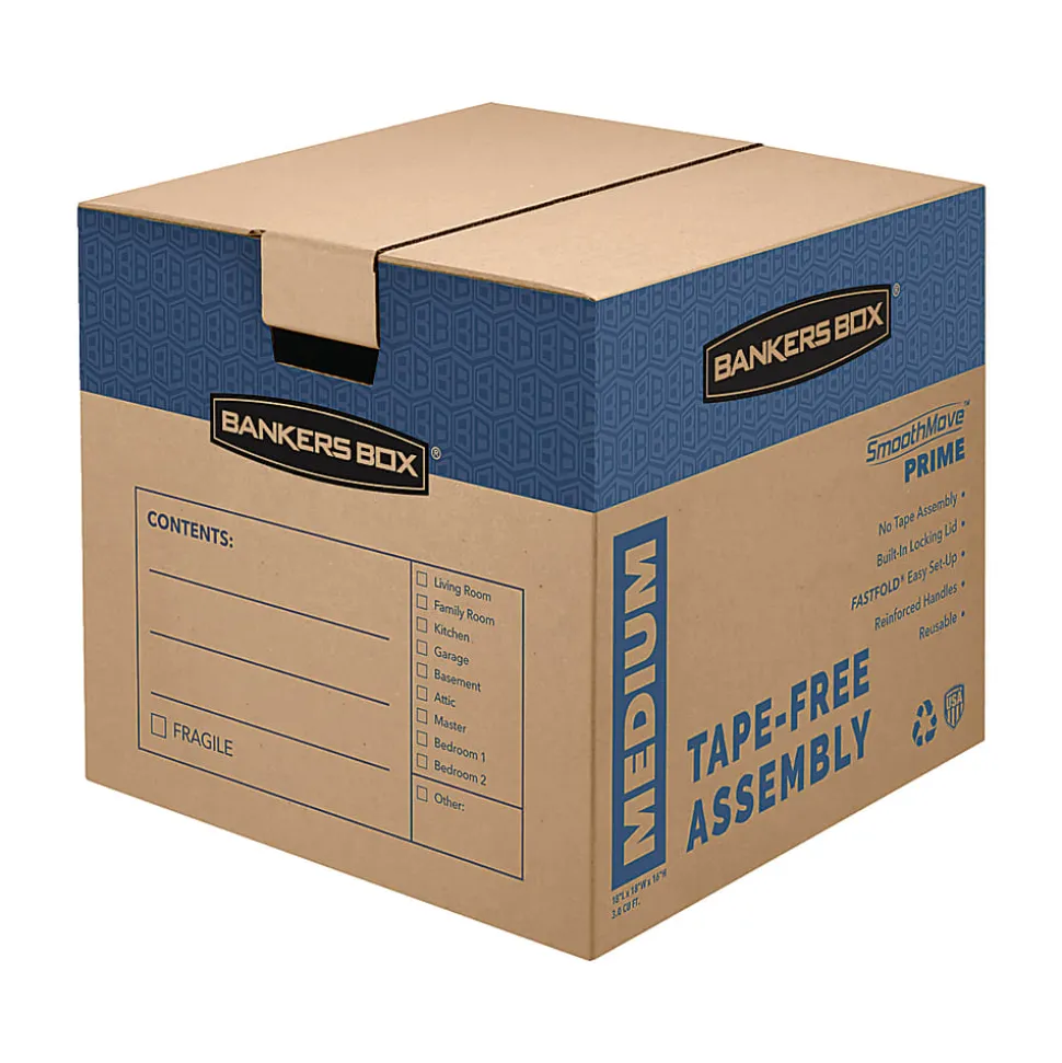 Bankers Box® SmoothMove™ Prime Moving & Boxes, 16" x 16" x 18", Kraft Brown, Case Of 8