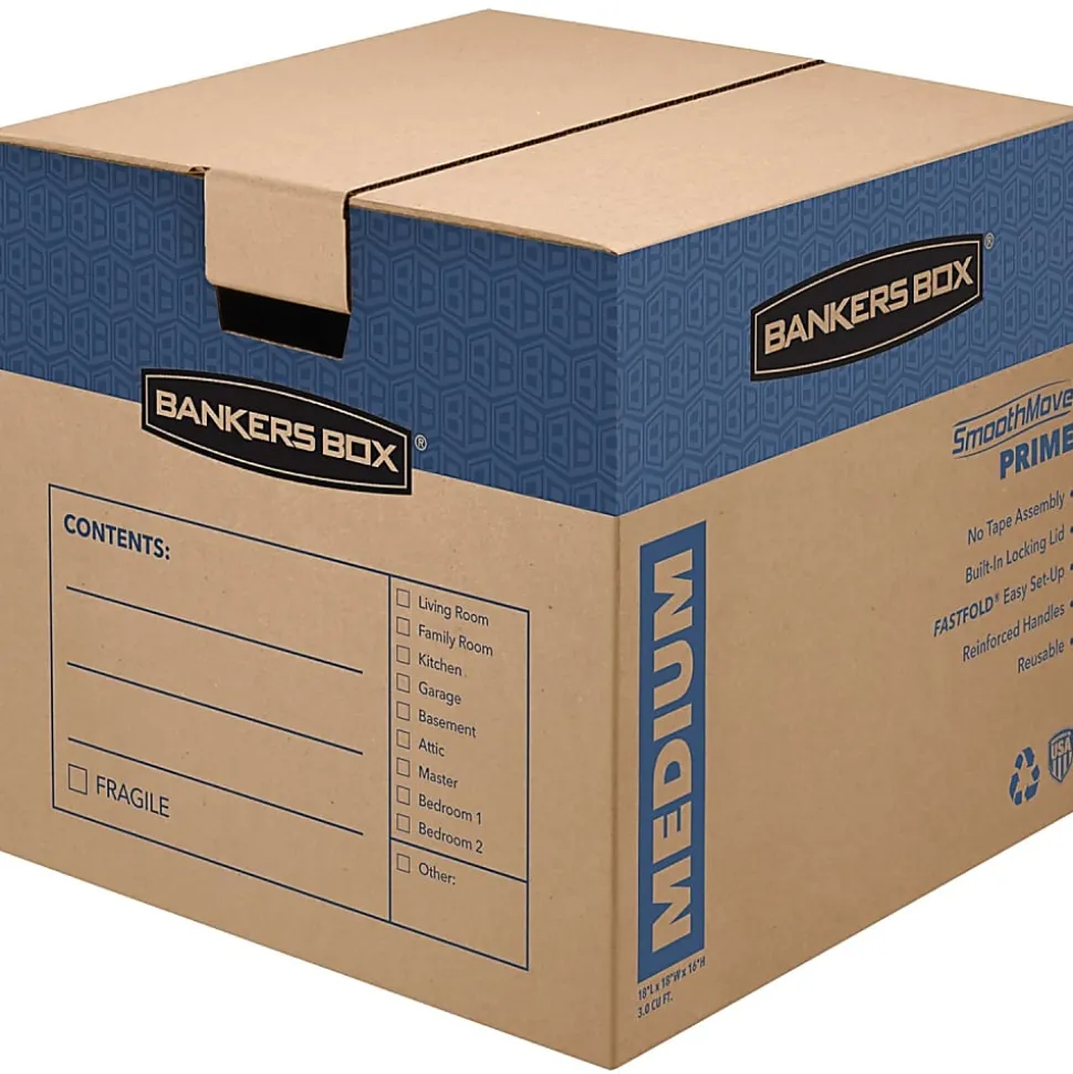 Bankers Box® SmoothMove™ Prime Moving & Boxes, 16" x 16" x 18", Kraft Brown, Case Of 8