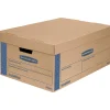 Bankers Box® SmoothMove™ Prime Lift-Off Lid Moving Boxes, Large, 24" x 15" x 10", Kraft/Blue, Pack Of 8