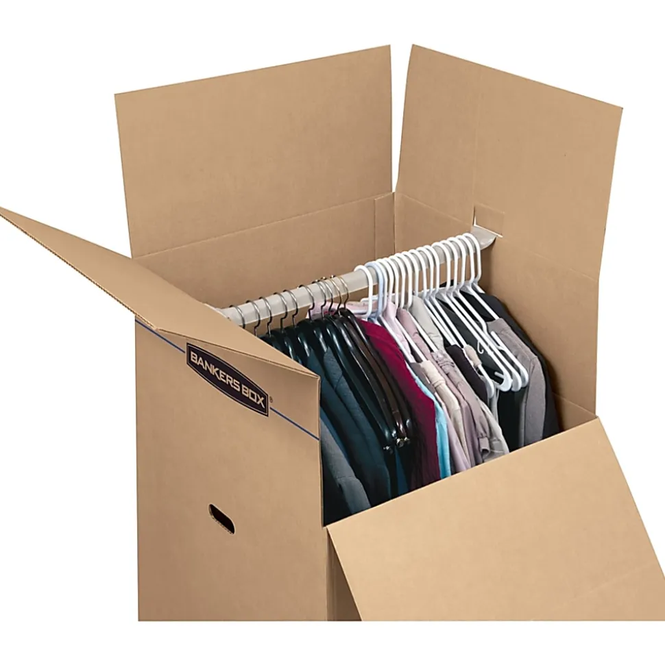 Bankers Box® SmoothMove™ Wardrobe Boxes, 40 1/4" x 24 3/8" x 24 3/8", Kraft, Case Of 3
