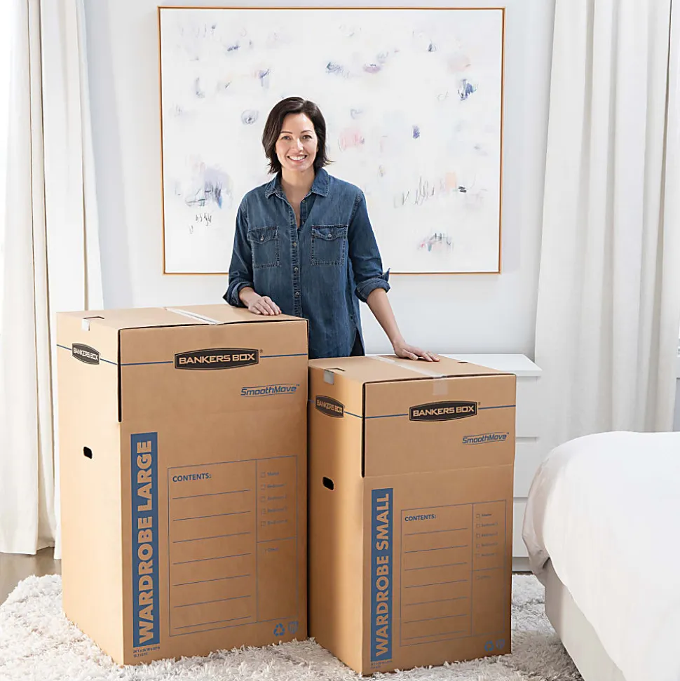 Bankers Box® SmoothMove™ Wardrobe Boxes, 40 1/4" x 24 3/8" x 24 3/8", Kraft, Case Of 3