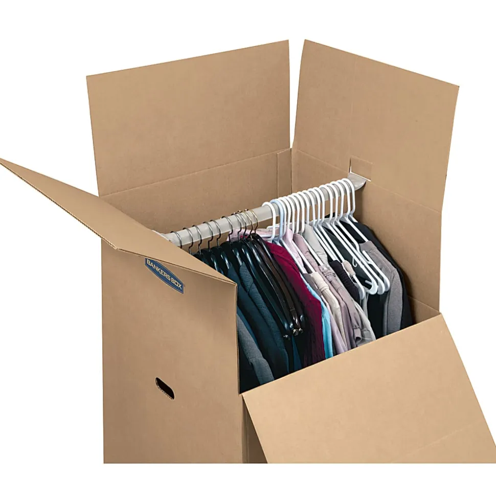 Bankers Box® SmoothMove™ Wardrobe Boxes, 40 1/4" x 24 3/8" x 24 3/8", Kraft, Case Of 3