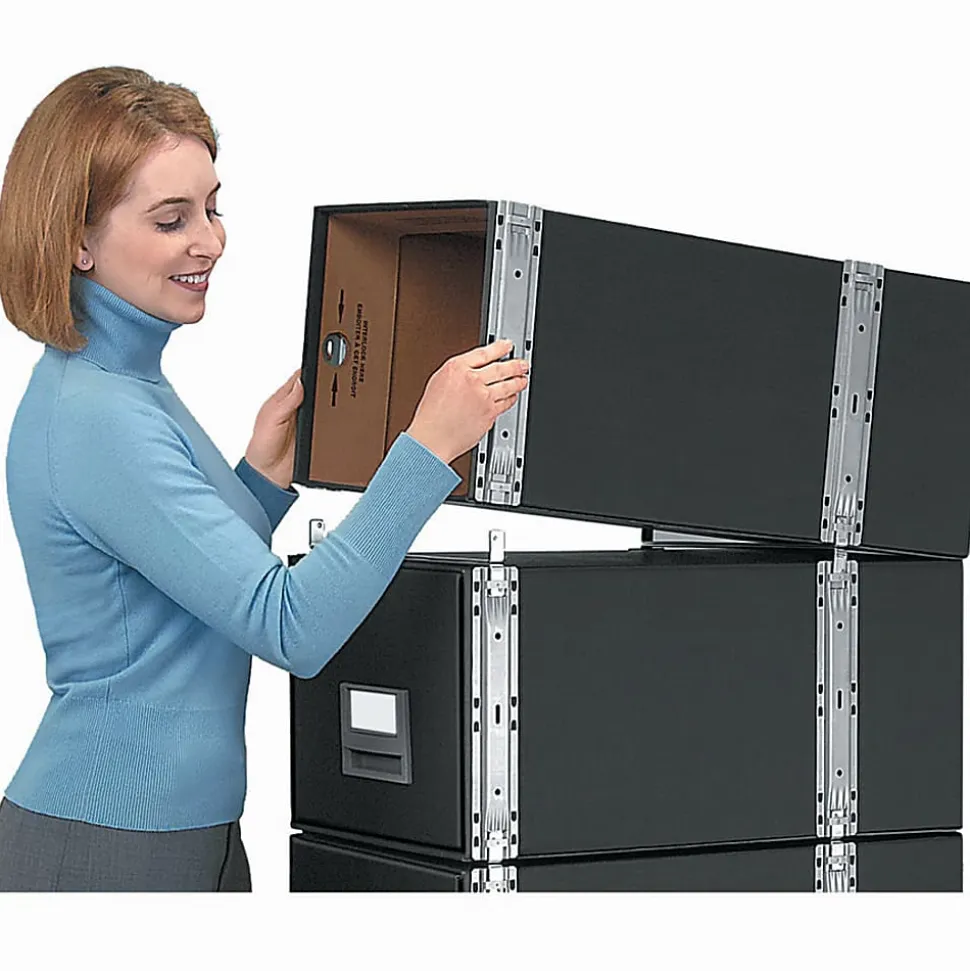 Bankers Box® Staxonsteel Maximum Space-Saving Storage Drawers, x 11.13"H x 17"W x 25 1/2"D, Black, Case Of 6