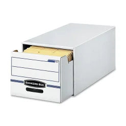 Bankers Box® Stor/Drawer® File, Letter Size, 11 1/2" x 14" x 25 1/2", White/Blue, Pack Of 6
