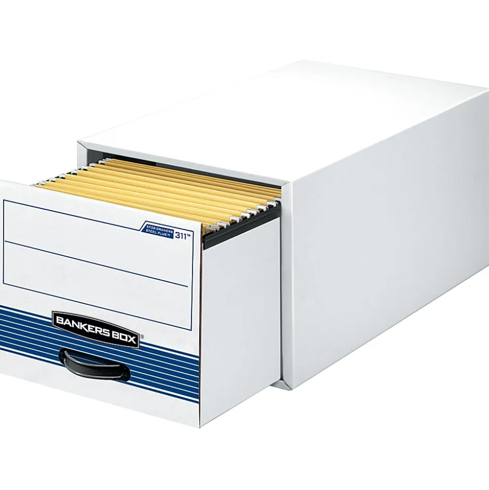 Bankers Box® Stor/Drawer® Steel Plus™ Drawer File, Letter Size, 23 1/4" x 12 1/2" x 10 3/8", 60% Recycled, White/Blue, Pack Of 6