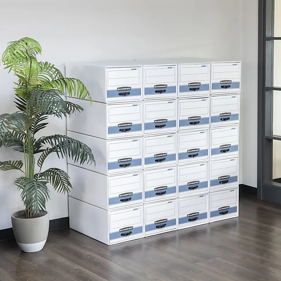 Bankers Box® Stor/Drawer® Steel Plus™ Drawer File, Letter Size, 23 1/4" x 12 1/2" x 10 3/8", 60% Recycled, White/Blue, Pack Of 6