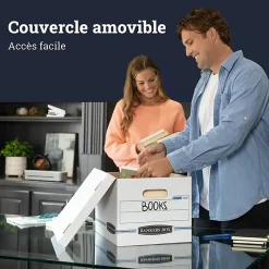 Bankers Box® Stor/File™ Boxes With Lift-Off Lids, Letter/Legal Size, 12 1/2" x 16 5/16" x 10 1/2", White, 4/Carton