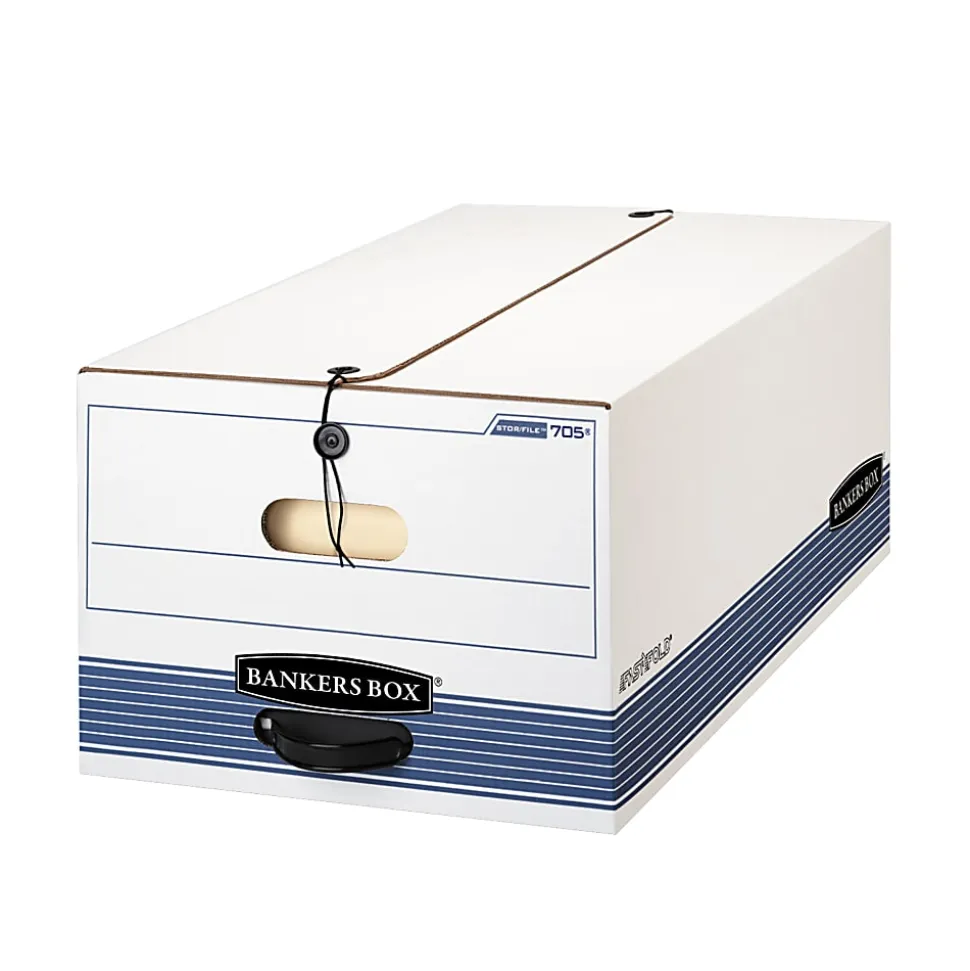Bankers Box® Stor/File™ Medium-Duty Storage Boxes, Legal Size, 24" x 15" x 10", White/Blue, Case Of 12 - 70504