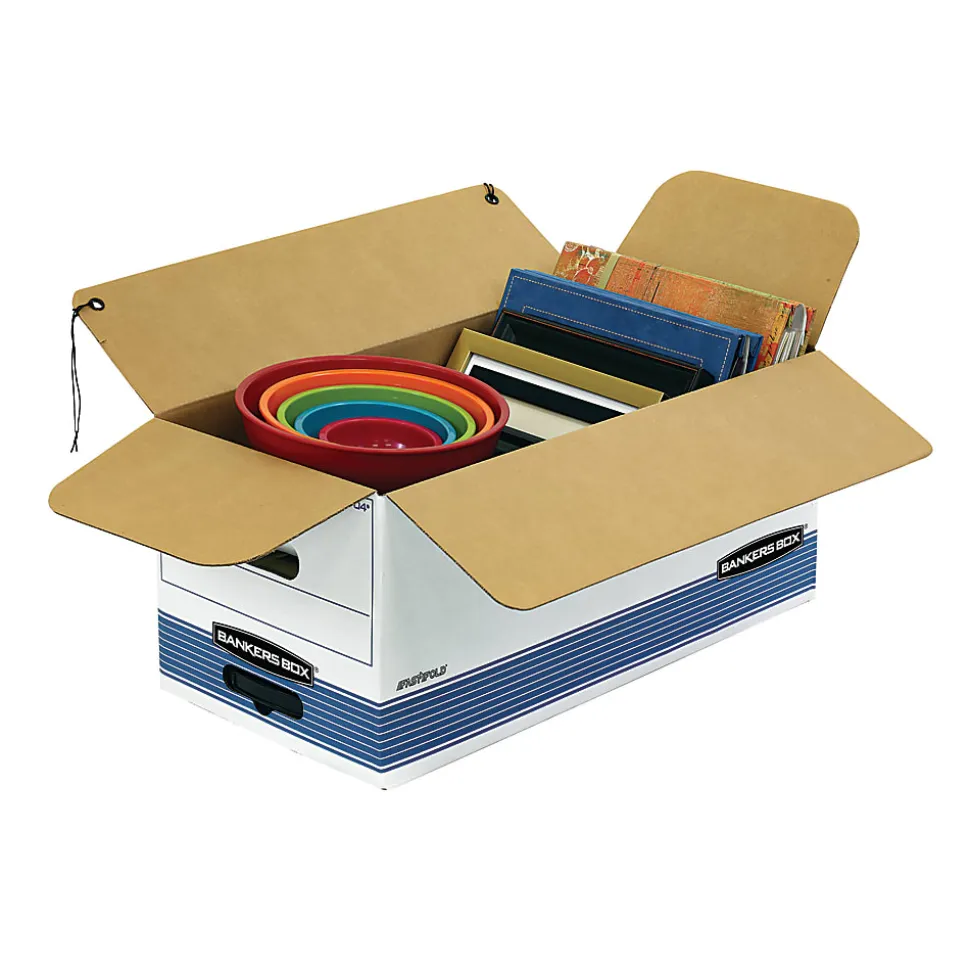Bankers Box® Stor/File™ Medium-Duty Storage Boxes, Letter Size, 24“ x 12" x 10", White/Blue, Case Of 3 - 0070406