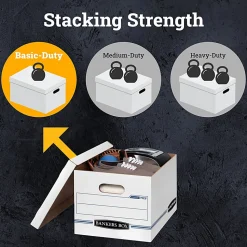 Bankers Box® Stor/File™ Standard-Duty Storage Boxes, Letter/Legal Size, 10“ x 12" x 15", White/Blue, Pack Of 10 - 0070314