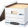 Bankers Box® Stor/File™ Standard-Duty Storage Box With Lift-Off Lids And Built-In Handles, Letter/Legal Size, 15"x12"x10", 60% Recycled, White/Blue