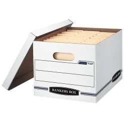 Bankers Box® Stor/File™ Standard-Duty Storage Boxes, Letter/Legal Size, 15" x 12" x 10", White/Blue, Case Of 5 - 70315