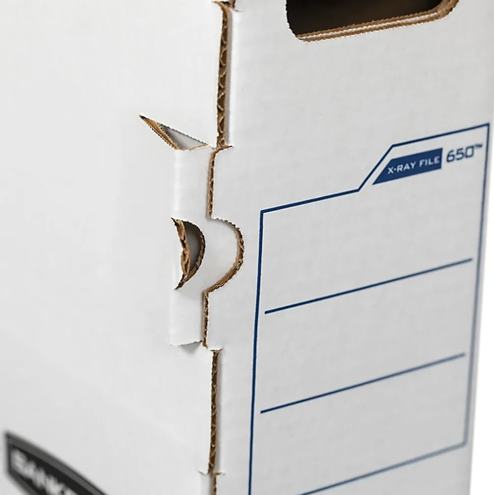 Bankers Box® X-Ray Storage Boxes, 15 3/4" x 5 1/4" x 19 3/4", White/Blue, Case Of 6