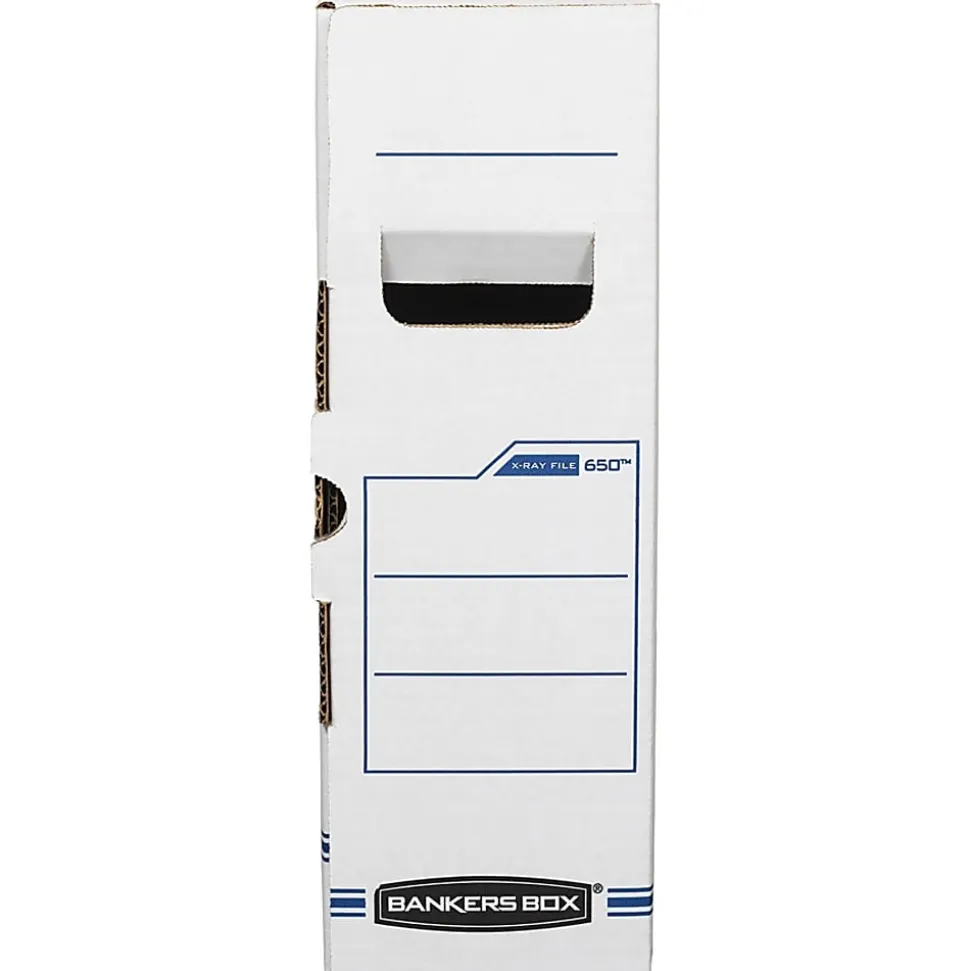 Bankers Box® X-Ray Storage Boxes, 15 3/4" x 5 1/4" x 19 3/4", White/Blue, Case Of 6