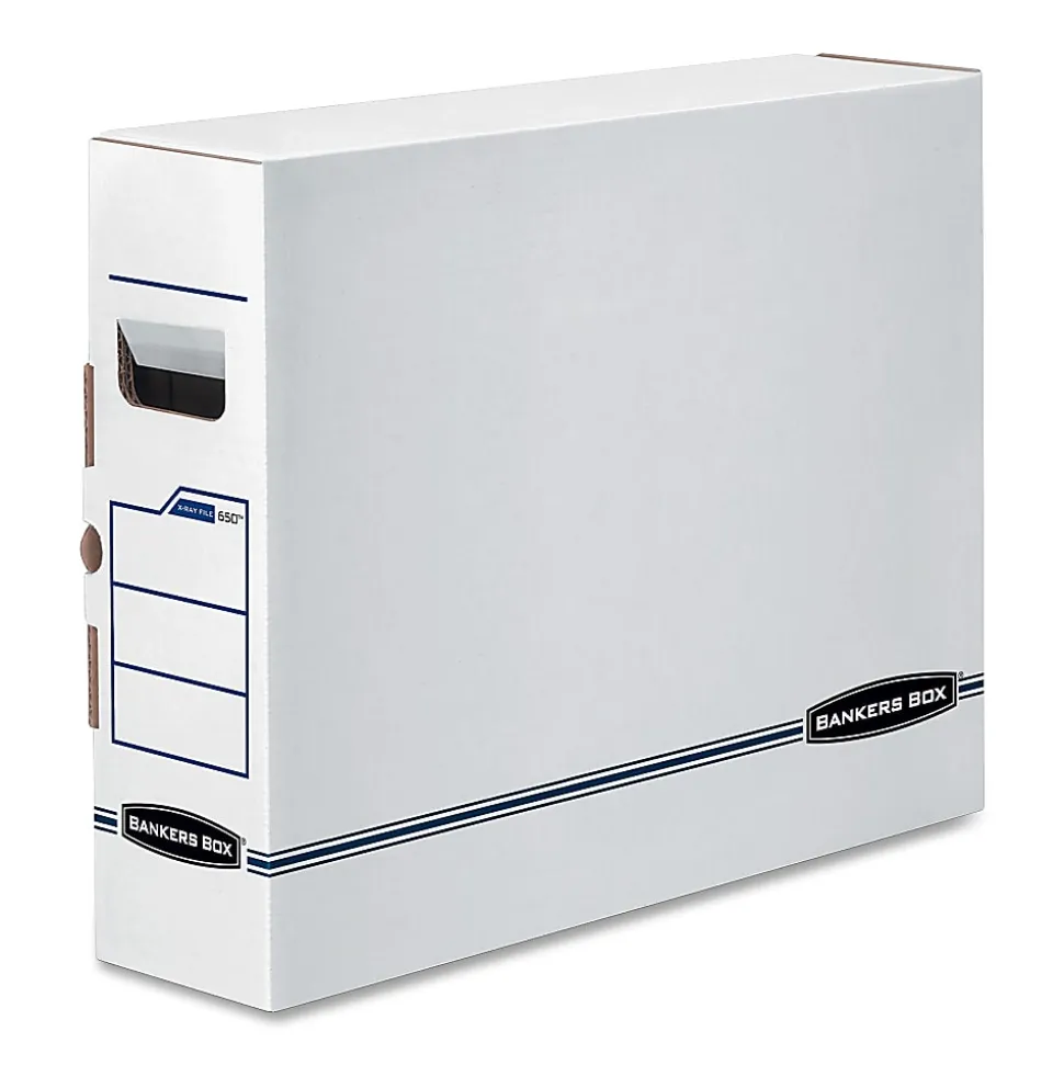 Bankers Box® X-Ray Storage Boxes, 15 3/4" x 5 1/4" x 19 3/4", White/Blue, Case Of 6