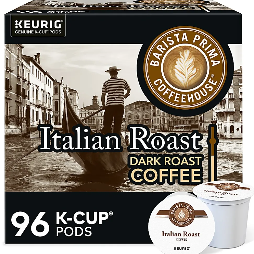 Barista Prima Coffeehouse Italian Roast Keurig Single Serve K-Cup Pods, Dark Roast, 24 Pods Per Pack, Case Of 4 Packs