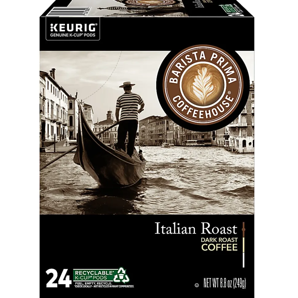 Barista Prima Coffeehouse Italian Roast Keurig Single Serve K-Cup Pods, Dark Roast, 24 Pods Per Pack, Case Of 4 Packs