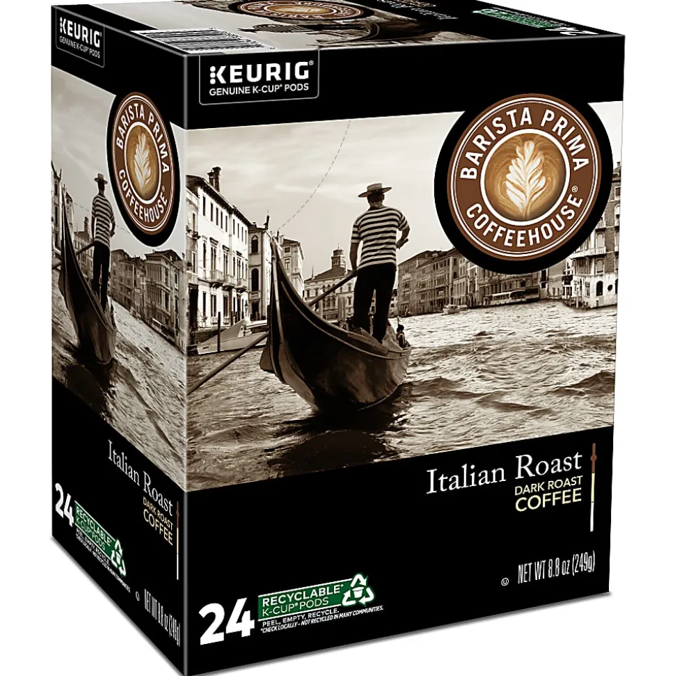 Barista Prima Coffeehouse Italian Roast Keurig Single Serve K-Cup Pods, Dark Roast, 24 Pods Per Pack, Case Of 4 Packs