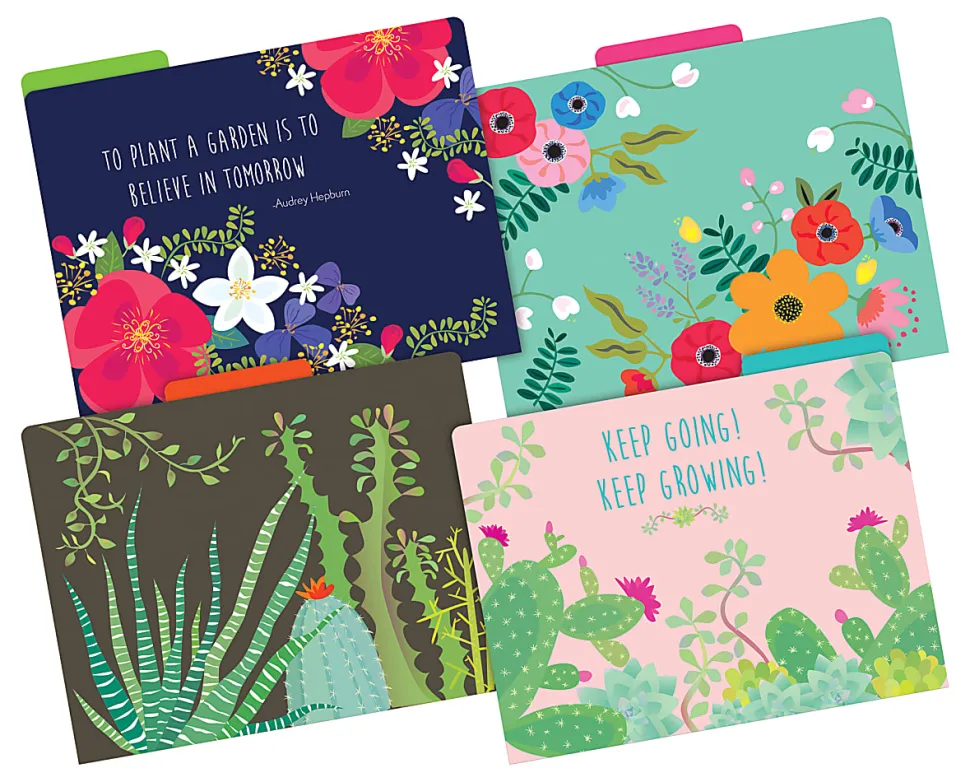 Barker Creek Tab File Folders, Letter Size, Petals & Prickles, Pack Of 24 Folders