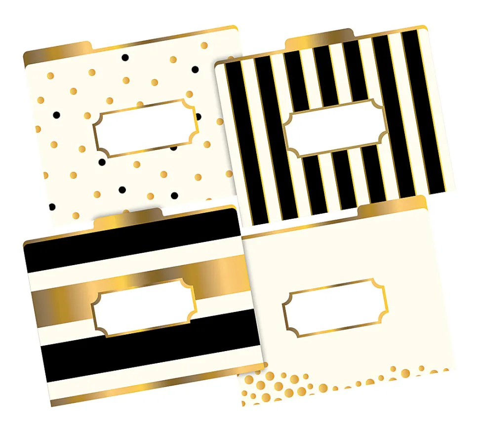 Barker Creek Tab File Folders, 8 1/2" x 11", Letter Size, Gold, Pack Of 12