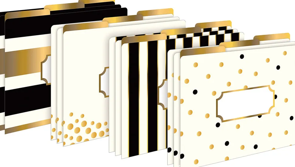 Barker Creek Tab File Folders, 8 1/2" x 11", Letter Size, Gold, Pack Of 12